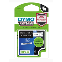 Dymo 1978364 12mm x 5.5m Black on White Durable D1 Label Tape- Genuine