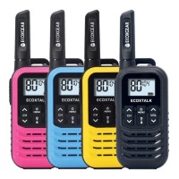 4-pack ECOXGEAR ECOXTALK EXG50 UHF CB Handheld Radios (Black, Blue, Pink, and Yellow)