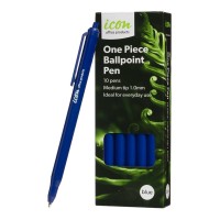 10-Pack Icon One Piece Ballpoint Pen Blue