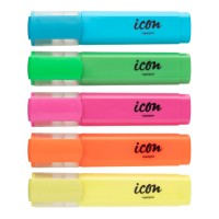 Icon Recycled Highlighter Chisel Tip 4+1 Bonus Pack, Neon