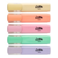 Icon Recycled Highlighter Chisel Tip 4+1 Bonus Pack, Pastel