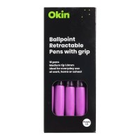 Okin Ballpoint Retractable Pen with Grip Purple