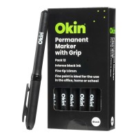 Okin Permanent Marker with Grip Fine Black