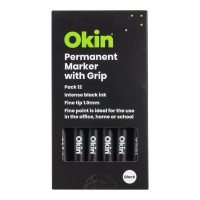 Okin Permanent Marker with Grip Fine Black