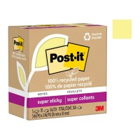 Pack of 5 Post-it 100 Rec Super Sticky Notes 654R-5SSCY 76mm x 76mm Yellow