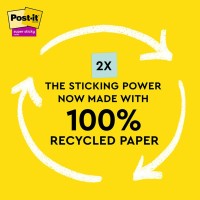 Pack of 5  Post-it 100 Rec Super Sticky Notes 654R-5SSNRP 76x76mm Wanderlust