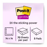 Pack of 5  Post-it 100 Rec Super Sticky Notes 654R-5SSNRP 76x76mm Wanderlust