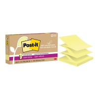 6 Pack Post-it 100% Recycled Super Sticky Pop Up Notes R330R-6SSCY 76mm x 76mm Yellow